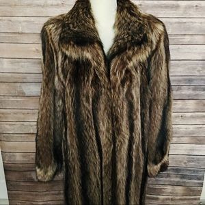 🔥Gorgeous 🔥New Long Raccoon real fur coat L